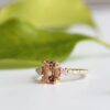 Moissanite Emerald Pavé Trilogy Engagement Ring Yellow Gold