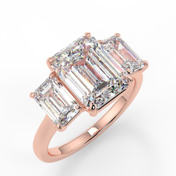 Emerald Cut Trilogy Ring - Image 3
