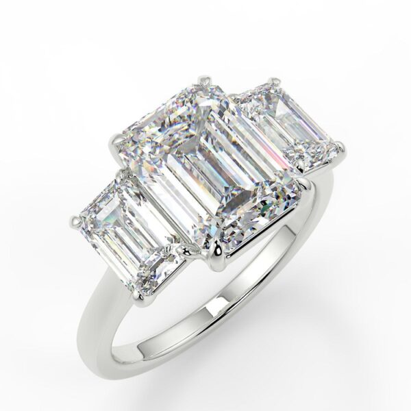 Emerald Cut Trilogy Ring - Image 4