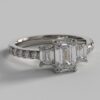 Moissanite Emerald Pavé Trilogy Ring