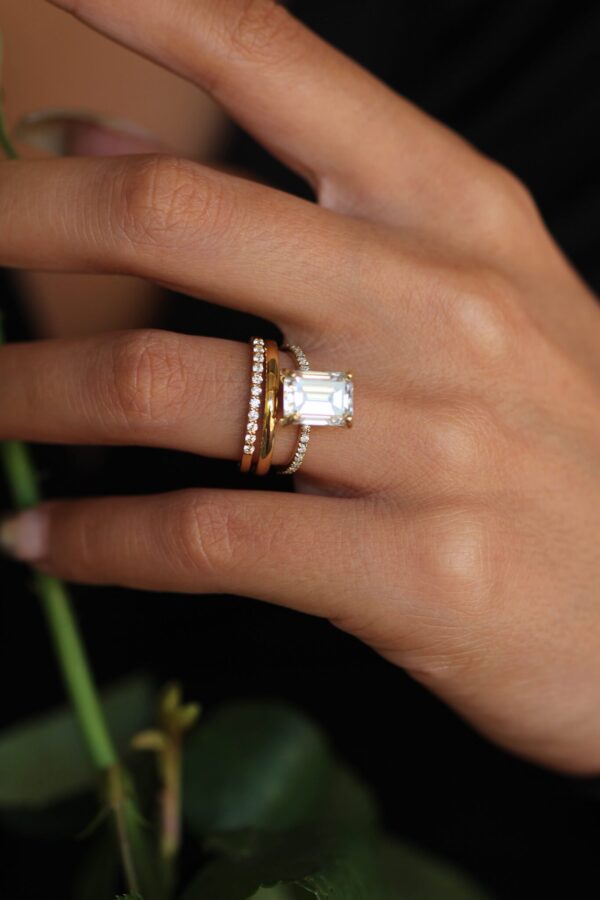 3.5ct Emerald Cut Moissanite Wedding Ring Set
