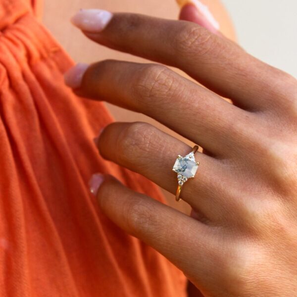 Emerald Moss Agate Engagement Ring