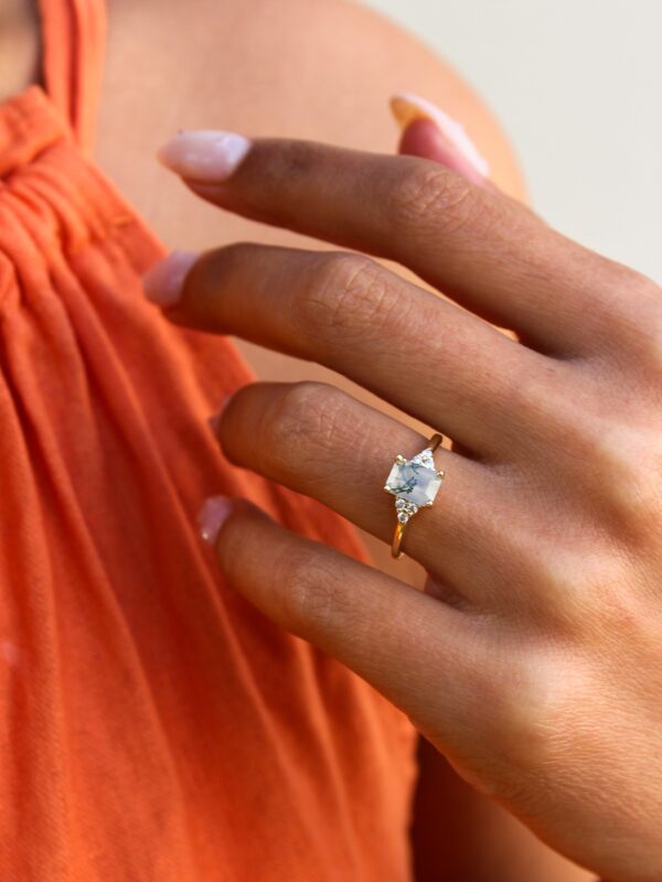 Emerald Moss Agate Engagement Ring