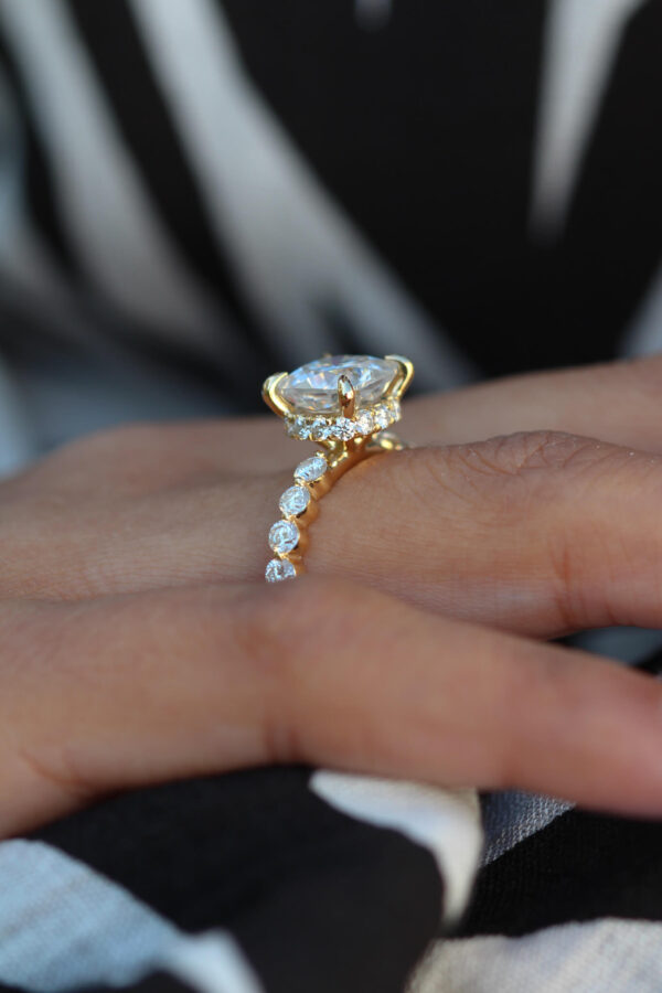 Cushion Hidden Halo Moissanite Engagement Ring - Image 3