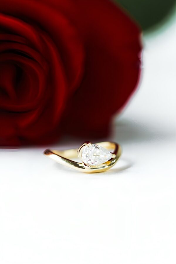 Floating Pear Solitaire Curved Band Engagement Ring South Africa 2