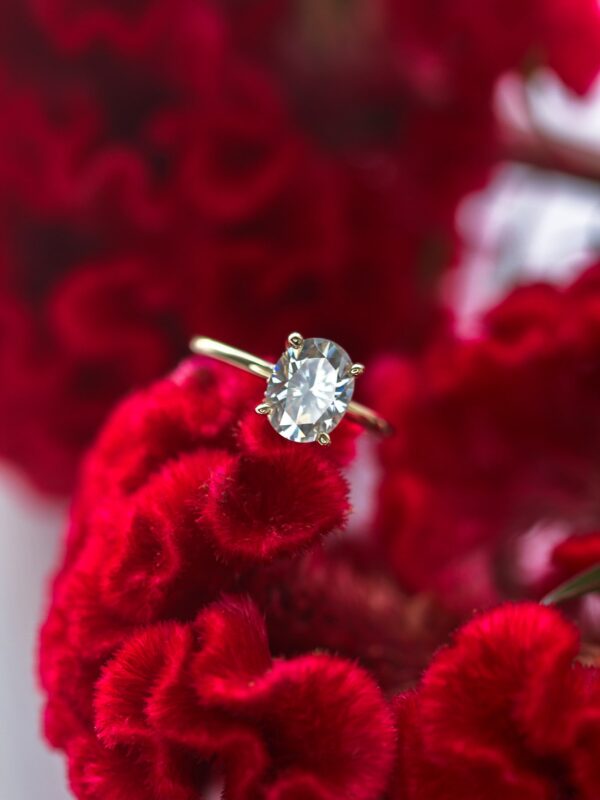 Oval Hidden Halo Moissanite Engagement Ring