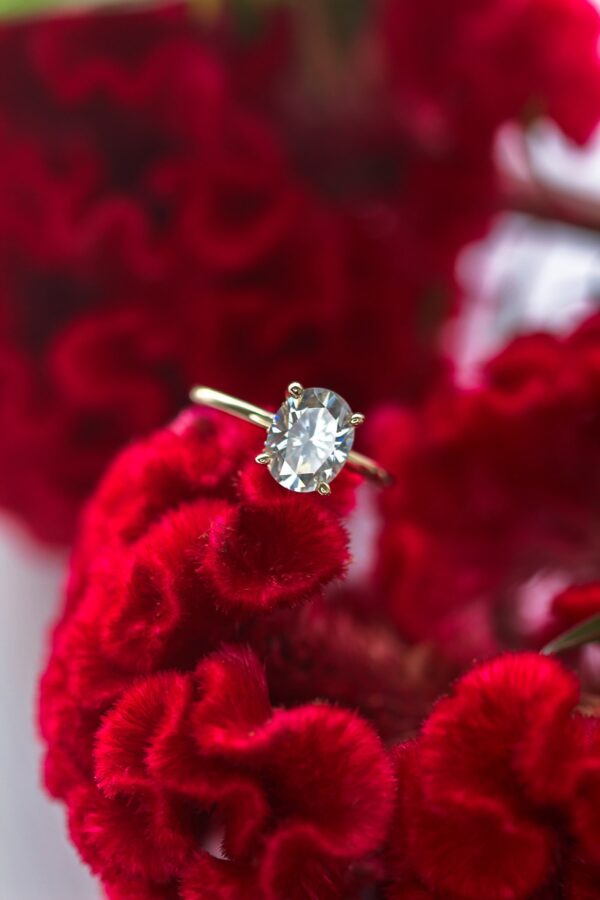 Oval Hidden Halo Moissanite Engagement Ring