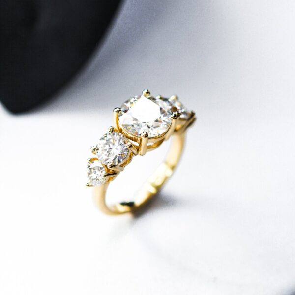 5 Stone Round Moissanite Engagement Ring