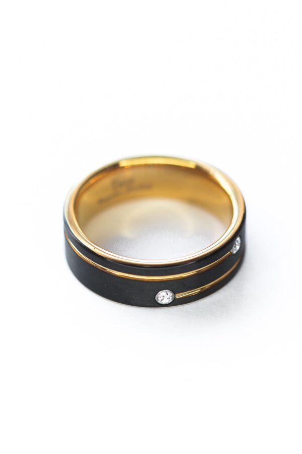 Gold And Tungsten Cubic Mens Wedding Band - Image 2