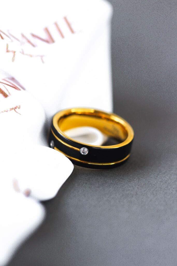 Gold And Tungsten Cubic Mens Wedding Band