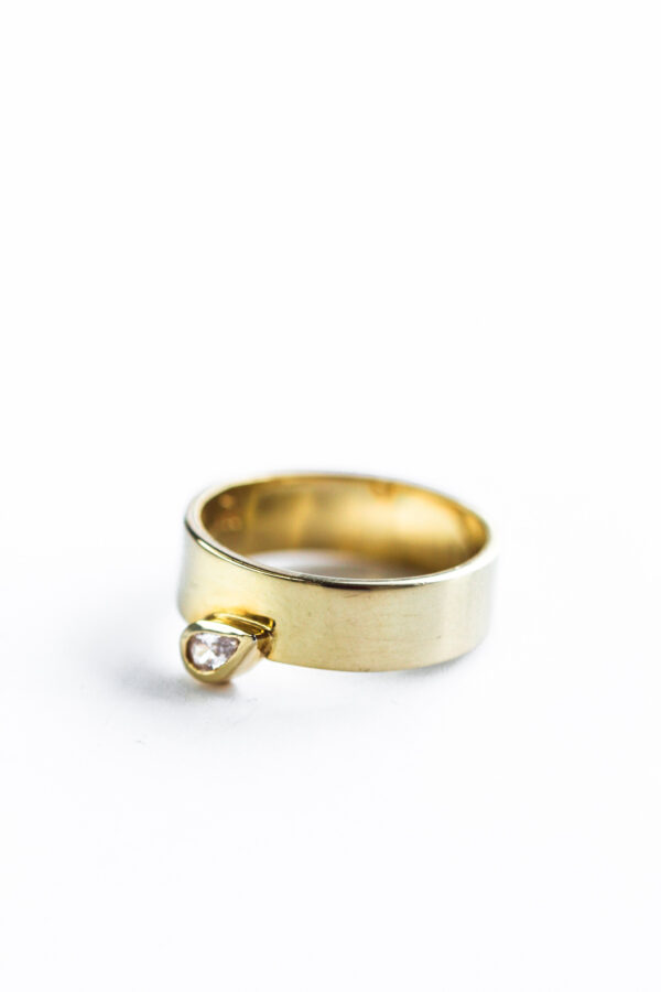 Gold Broad Bar Pear Ring - Image 2