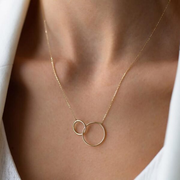 Gold Double Circle Necklace