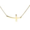 Gold Curved Sideways Cross Necklace