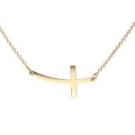 Gold Curved Sideways Cross Necklace