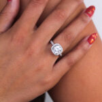 Cushion Moissanite Halo Engagement Ring