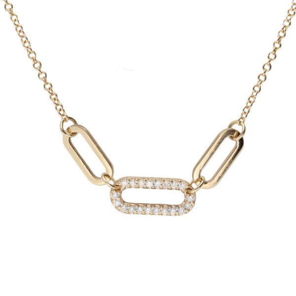 Gold Diamond Oval Link Necklace