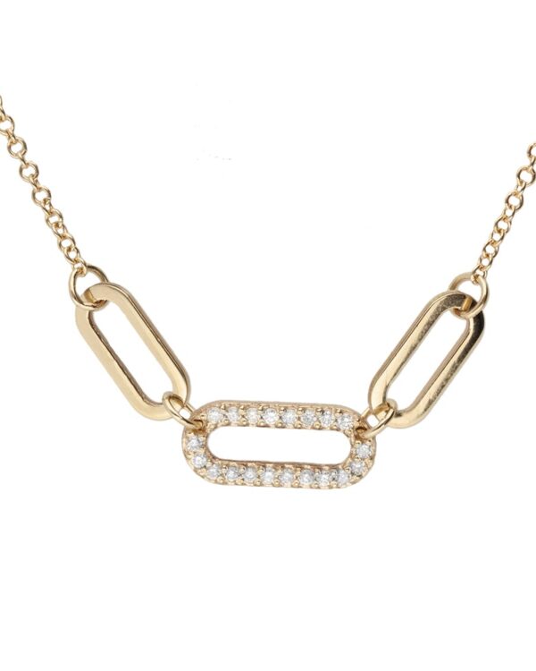 Gold Diamond Oval Link Necklace