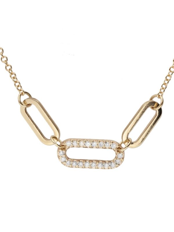 Gold Diamond Oval Link Necklace