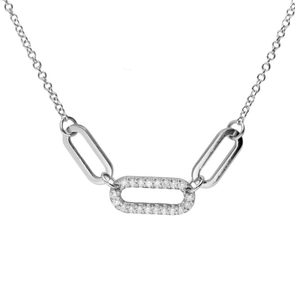 Gold Diamond Oval Link Necklace - Image 2
