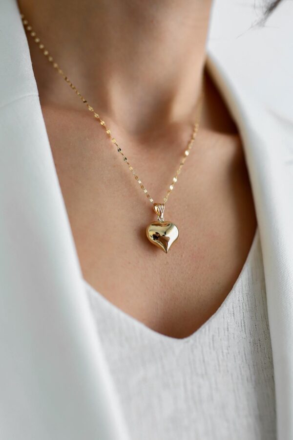 Puff Gold Heart Necklace