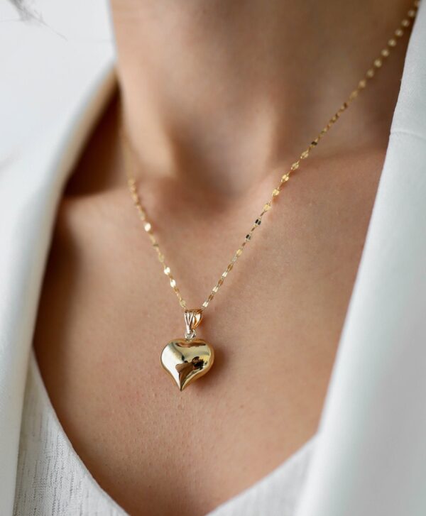 Puff Gold Heart Necklace - Image 2