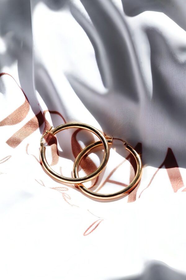 3mm Gold Hoop Earrings - Image 5