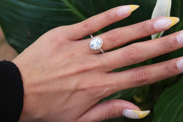 Gold Oval Halo Engagement Ring - Image 4