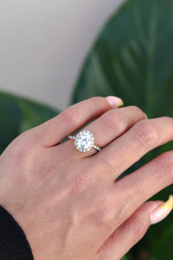Gold Oval Halo Engagement Ring - Image 6