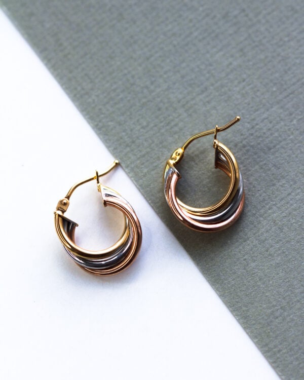Gold Triple Huggies Earrings