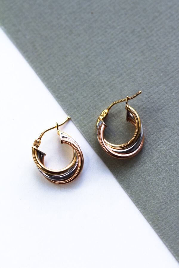 Gold Triple Huggies Earrings - Image 4