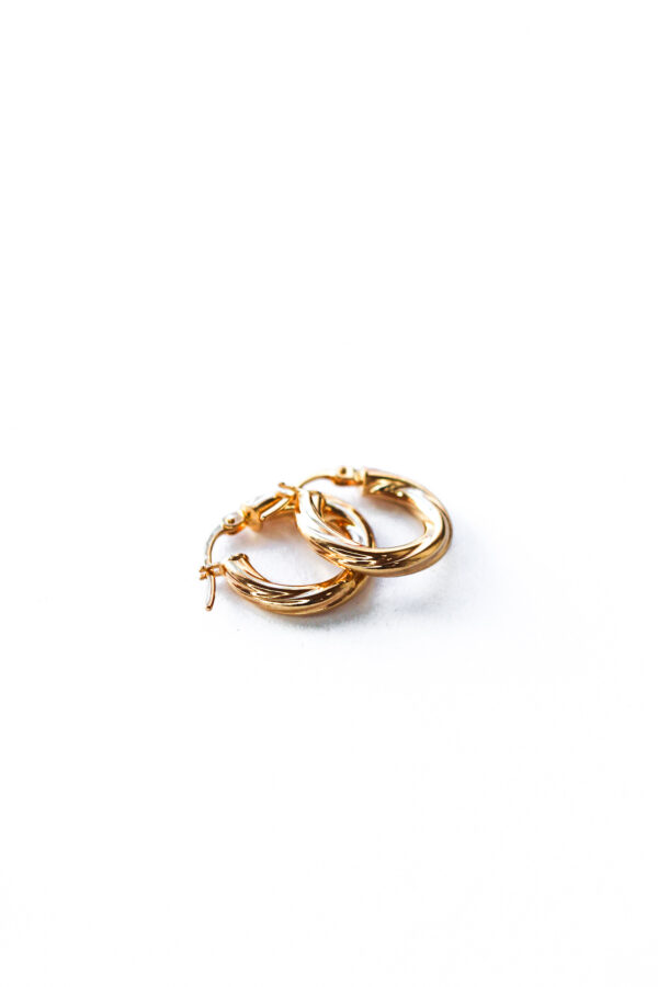 Gold Twist Hoop Earrings - Image 5