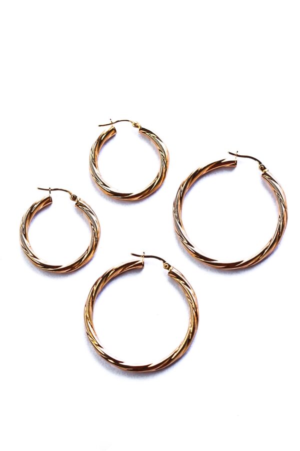 Gold Twist Hoop Earrings - Image 7