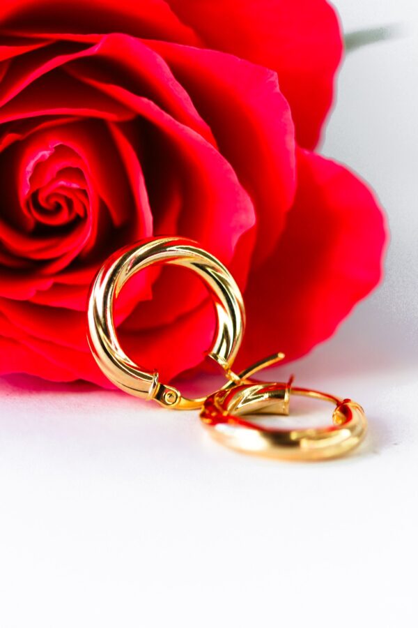 Gold Twist Hoop Earrings - Image 2