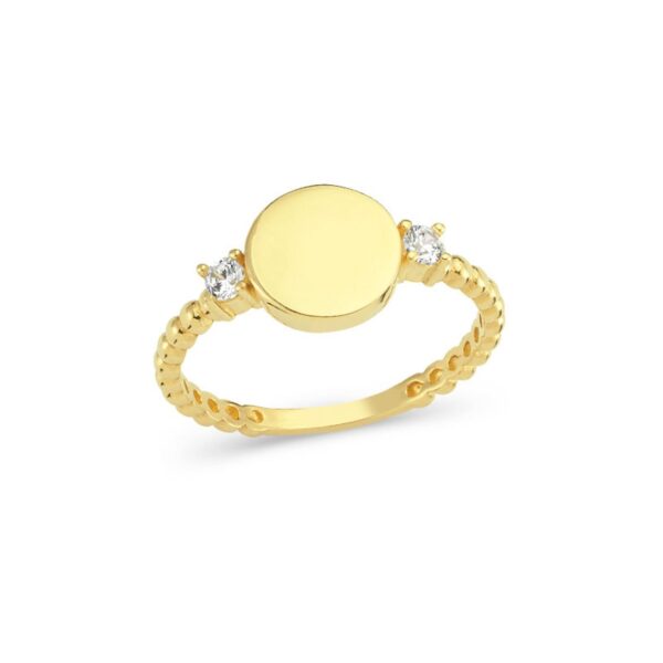 Gold Dress Ring With Moissanite Side Stones - Image 3
