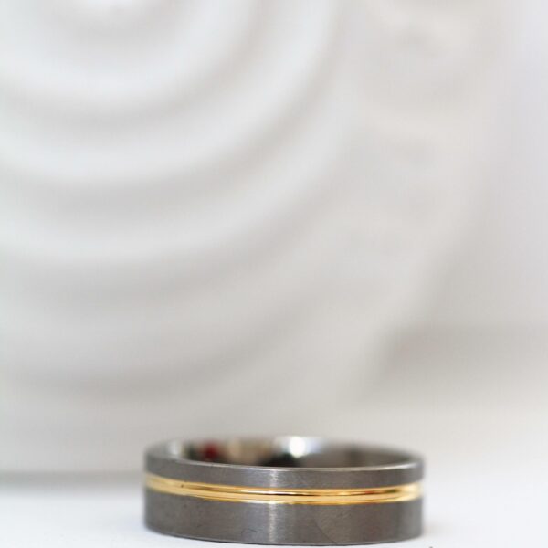 7mm Stunning Grooved Mens Titanium Ring