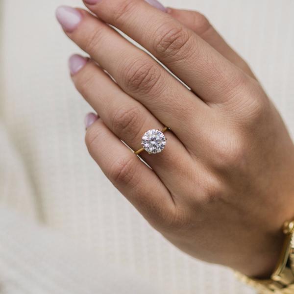 6 Claw Cathedral Moissanite Solitaire Engagement Ring