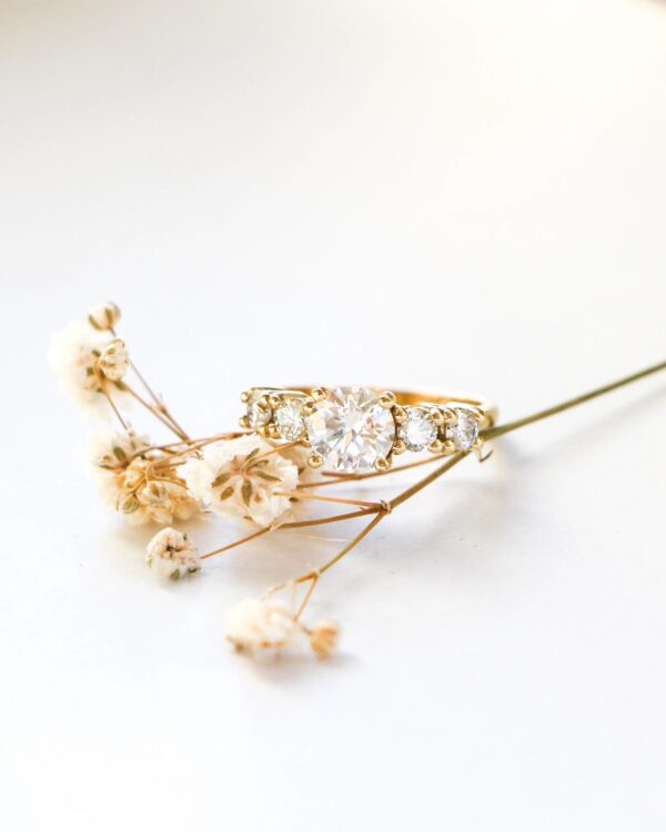 Classic 5 Stone Round Moissanite Engagement Ring