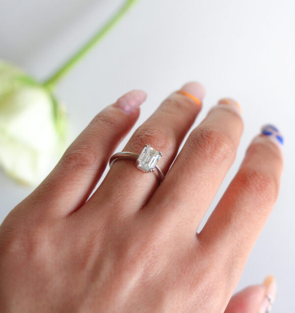 Double Claw Emerald Moissanite Solitaire Engagement Ring South Africa
