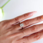 Double Claw Emerald Moissanite Solitaire Engagement Ring