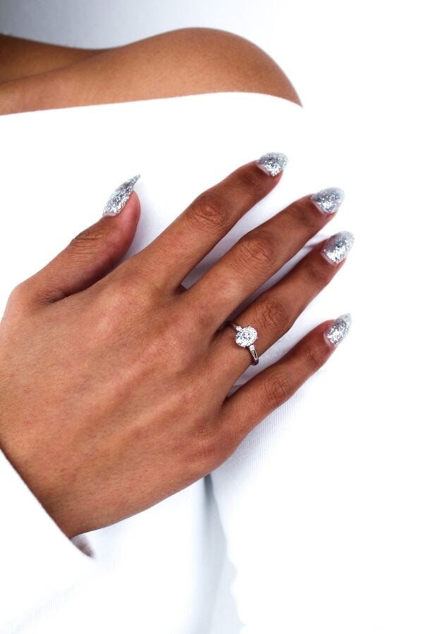 Jane - Oval Moissanite Three-stone Engagement Ring - Image 2