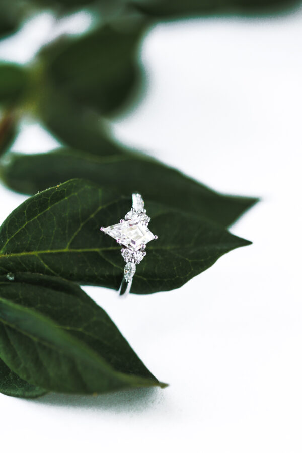 Kite Cluster Moissanite Engagement Ring Yellow Gold