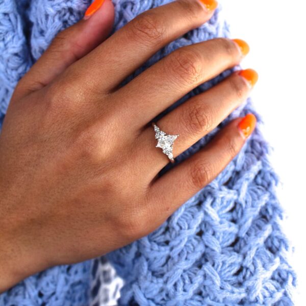 Kite Cluster Moissanite Engagement Ring