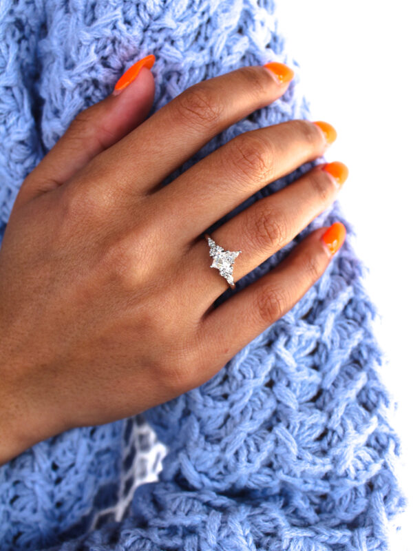 Kite Cluster Moissanite Engagement Ring