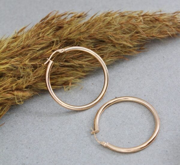 2mm Gold Hoop Earrings  - Image 3