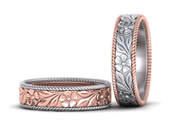 9ct Gold Leaf Design Mens Wedding Ring - Image 2