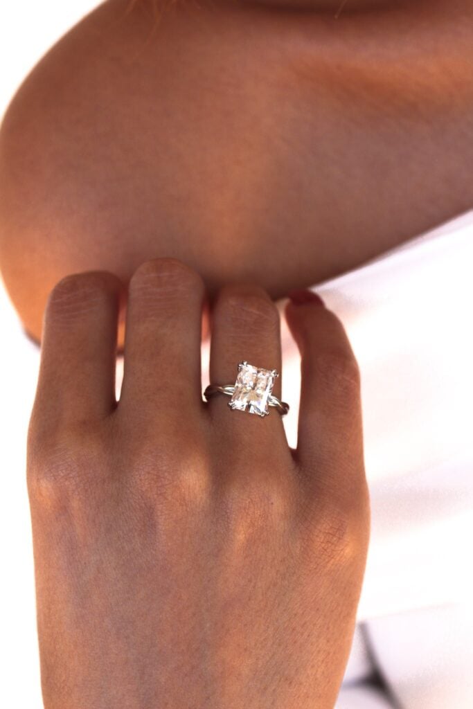 Woven Radiant Solitaire Engagement Ring - Lilly