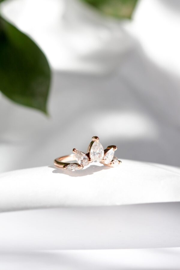 Moissanite Marquise Crown Ring