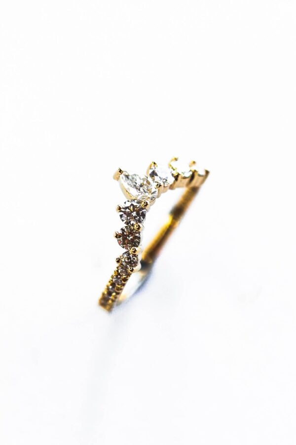 Moissanite Pear Crown Eternity Ring
