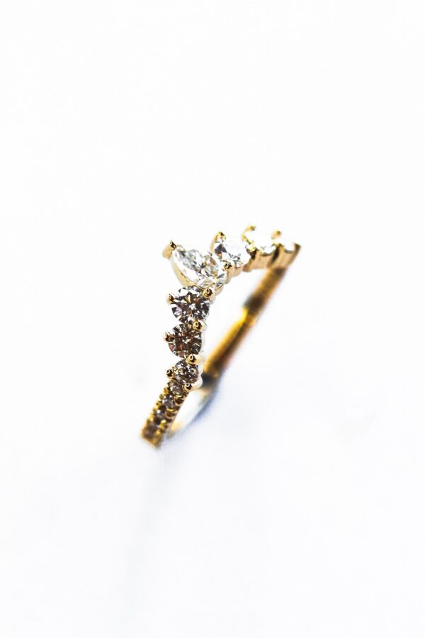 Pear And Marquise Halo Crown Moissanite Wedding Ring Set - Image 4