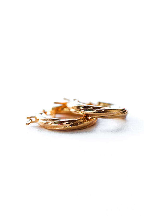 Gold Twist Hoop Earrings - Image 6
